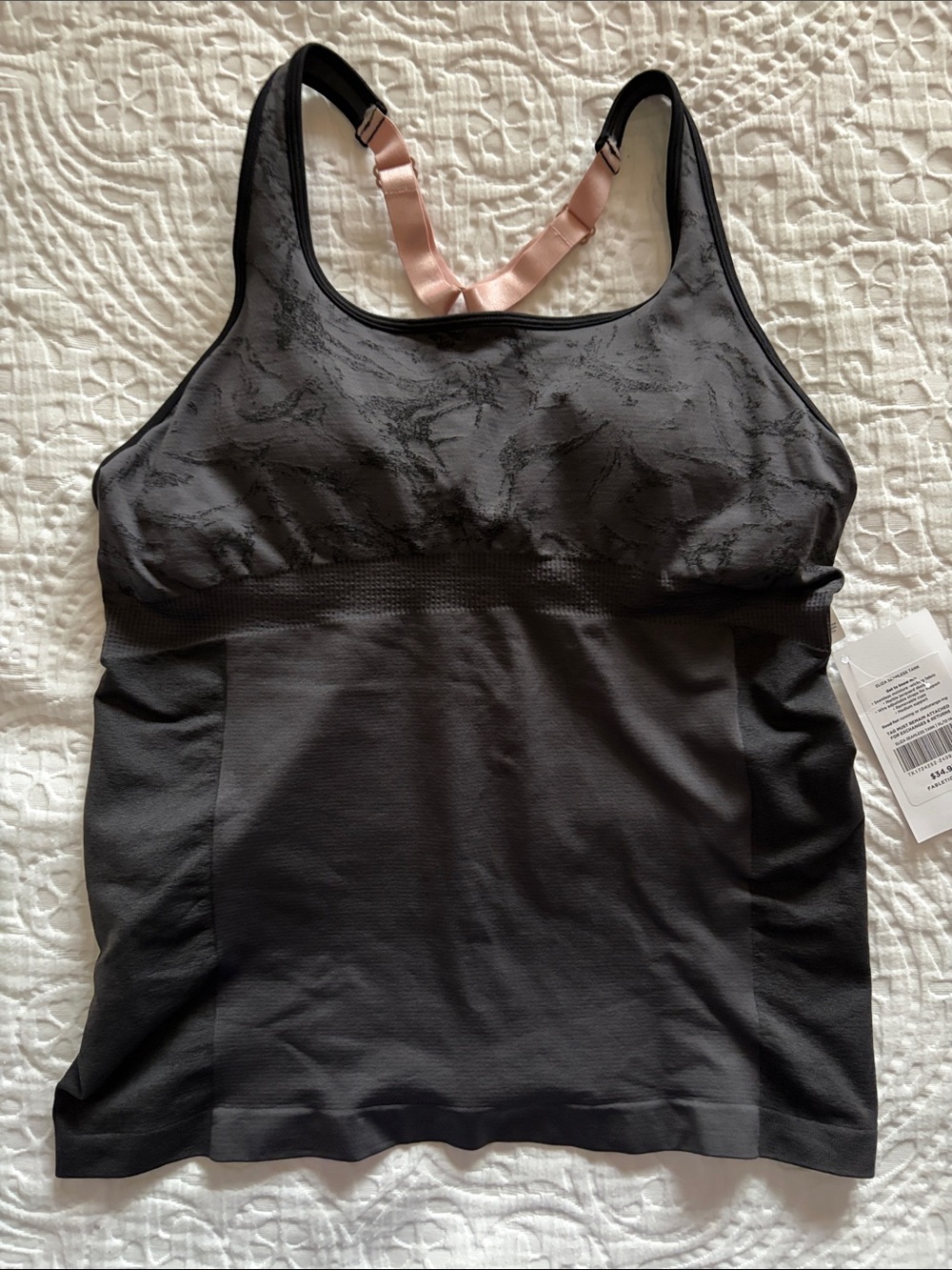 Fabletics White Marble Jacquard Seamless Tank Tag